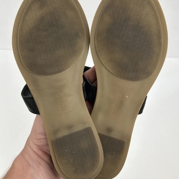Sperry Top Sider Carolina Leather Sandals Women’s Size 8 Black Thong Flip flops - Picture 6 of 6